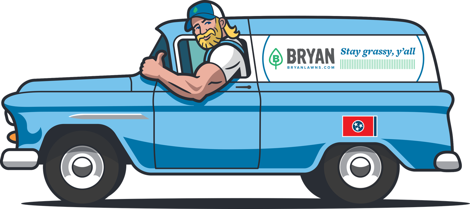 Billy in the Bryan Lawn Care truck